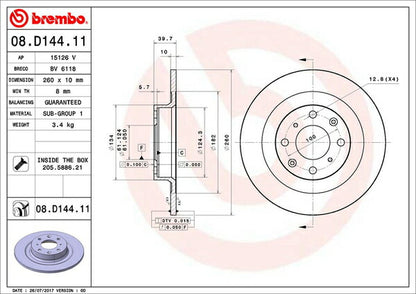brembo BRAKE DISC ホンダ S660 JW5 2015/04〜 フロント左右セット 08.D144.11