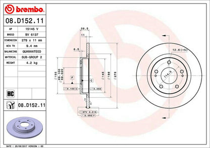 brembo BRAKE DISC ミツビシ パジェロジュニア H57A 1995/10〜1996/11 フロント左右セット 08.D152.11