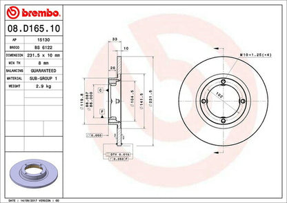brembo BRAKE DISC マツダ AZ-1 PG6SA 1992/08〜 フロント左右セット 08.D165.10