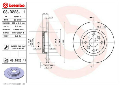 brembo BRAKE DISC マツダ ロードスター/ユーノスロードスター ND5RC 2015/05〜 リア左右セット 08.D223.11
