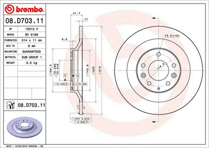 brembo BRAKE DISC マツダ マツダスピードアテンザ GG3P 2005/06〜2008/01 リア左右セット 08.D703.11