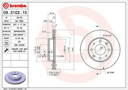 brembo BRAKE DISC ホンダ インテグラ AV 1985/02〜1989/04 フロント左右セット 09.3102.10