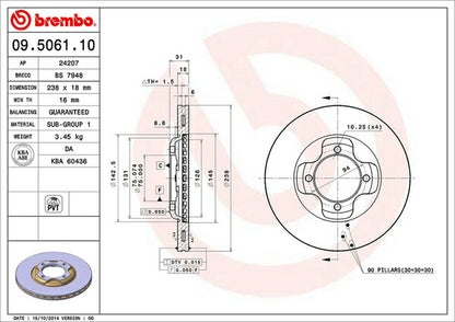 brembo BRAKE DISC マツダ エチュード BFMP 1986/12〜 フロント左右セット 09.5061.10