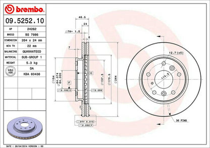 brembo BRAKE DISC マツダ ユーノス300 MA8PE/MAEPE 1989/10〜1992/04 フロント左右セット 09.5252.10