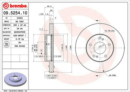 brembo BRAKE DISC ニッサン セフィーロワゴン WA32/WPA32/WHA32 1997/04〜2000/08 フロント左右セット 09.5254.10
