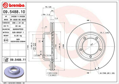 brembo BRAKE DISC LAND ROVER ディフェンダー 110/130 LD25 1987〜 フロント左右セット 09.5488.11