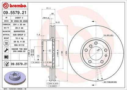 brembo BRAKE DISC BMW 8シリーズ E31 1993〜1996 フロント左右セット 09.5579.21