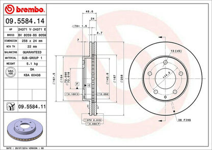 brembo BRAKE DISC マツダ イクシオン CP8WF 1999/04〜 フロント左右セット 09.5584.11