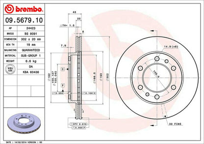 brembo BRAKE DISC トヨタ ランドクルーザー/ランドクルーザーシグナス BJ41/BJ41V/BJ44 1980/08〜1982/10 フロント左右セット 09.5679.10