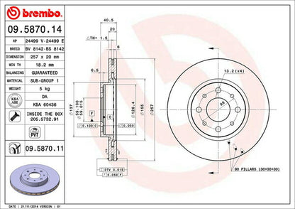 brembo BRAKE DISC FIAT バルケッタ 183A1/183A6 1995〜1997 フロント左右セット 09.5870.11