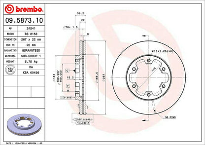 brembo BRAKE DISC ニッサン テラノ VBYD21 1989/10〜1993/01 フロント左右セット 09.5873.10