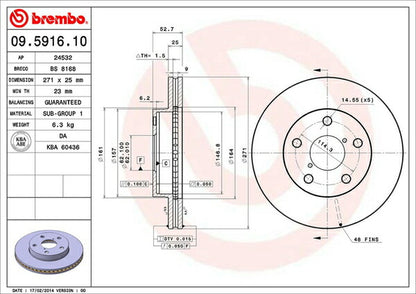 brembo BRAKE DISC トヨタ エスティマ TCR11W/TCR21W 1992/09〜1996/08 フロント左右セット 09.5916.10