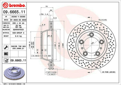 brembo BRAKE DISC PORSCHE 911 99705/99705KF 2005/08〜2008/06 リア左右セット 09.6665.11