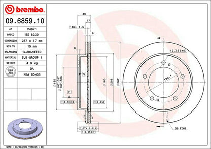 brembo BRAKE DISC スズキ エスクード TD01W 1988/05〜1997/10 フロント左右セット 09.6859.10