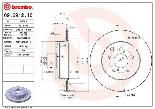 brembo BRAKE DISC ニッサン フェアレディZ CZ32/GCZ32 1989/07〜2002/08 リア左右セット 09.6912.10