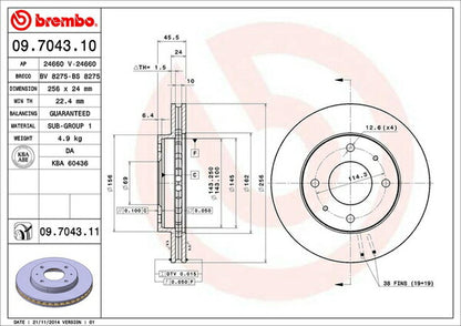 brembo BRAKE DISC ミツビシ ランサー/ランサーセディア CS6A 2000/05〜 フロント左右セット 09.7043.10