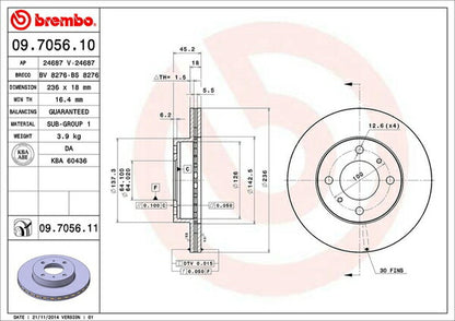 brembo BRAKE DISC ミツビシ ミラージュ CA2A 1991/10〜1995/10 フロント左右セット 09.7056.10