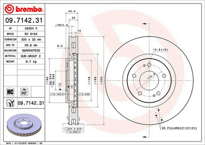 brembo BRAKE DISC ミツビシ ランサーエボリューションV/VI CP9A 1998/02〜2000/03 フロント左右セット 09.7142.31