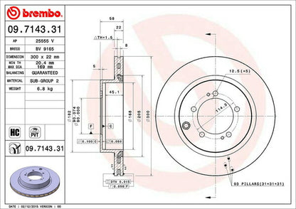 brembo BRAKE DISC ミツビシ ランサーエボリューション CT9W 2005/09〜2007/11 リア左右セット 09.7143.31