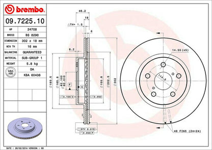 brembo BRAKE DISC トヨタ RAV4 SXA10C/SXA10G/SXA11G/SXA15G/SXA16G 1994/04〜2000/05 フロント左右セット 09.7225.10