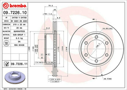 brembo BRAKE DISC トヨタ タコマ 2004〜 フロント左右セット 09.7226.10