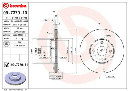 brembo BRAKE DISC マツダ ロードスター/ユーノスロードスター NB8C 1998/01〜2000/06 フロント左右セット 09.7379.11