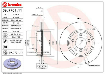 brembo BRAKE DISC BMW 3シリーズ E46(セダン) AV25/AM28 1998/07〜2005/03 フロント左右セット 09.7701.11