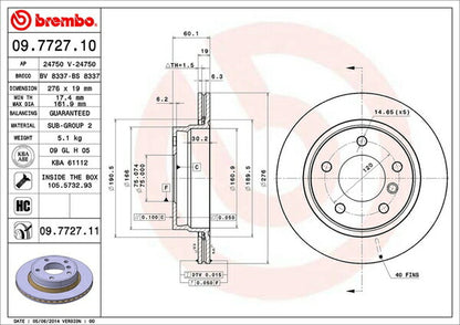 brembo BRAKE DISC ALPINA E36 CE42 1992〜1993 リア左右セット 09.7727.10