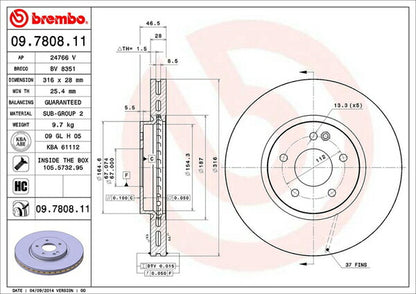 brembo BRAKE DISC MERCEDES BENZ Eクラス W210(セダン) 210070 1997/08〜2002/05 フロント左右セット 09.7808.11