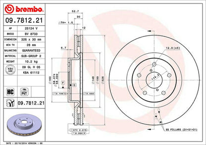 brembo BRAKE DISC スバル インプレッサ GRB 2007/11〜 フロント左右セット 09.7812.21