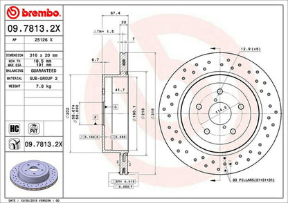 brembo XTRA BRAKE DISC スバル インプレッサWRX STi GDB 2004/06〜2007/11 リア左右セット 09.7813.2X