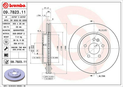 brembo BRAKE DISC MERCEDES BENZ Mクラス W163 163113 2000/05〜2003/02 フロント左右セット 09.7823.11