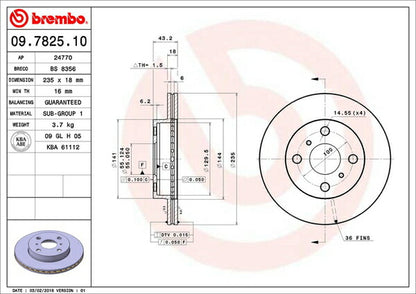 brembo BRAKE DISC トヨタ ヴィッツ NCP15 1999/01〜2005/01 フロント左右セット 09.7825.10
