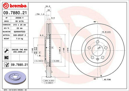 brembo BRAKE DISC AUDI S1 8XCWZF 2015/11〜 フロント左右セット 09.7880.21