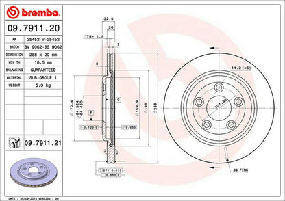 brembo BRAKE DISC JAGUAR Sタイプ J01GA 1999/06〜2002/06 リア左右セット 09.7911.21