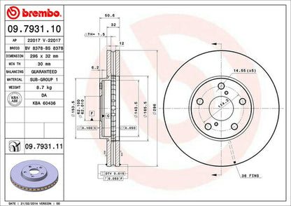 brembo BRAKE DISC トヨタ アルテッツァ SXE10/GXE10 1998/10〜2001/05 フロント左右セット 09.7931.11
