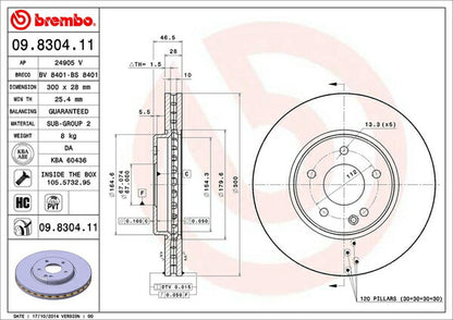 brembo BRAKE DISC MERCEDES BENZ Eクラス W210(セダン) 210082 1997/08〜2002/05 フロント左右セット 09.8304.11