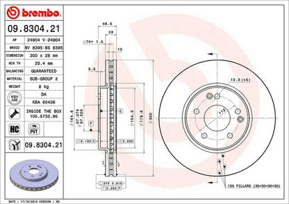 brembo BRAKE DISC MERCEDES BENZ Cクラス W203(ワゴン) 203264 2001/06〜2004/05 フロント左右セット 09.8304.21