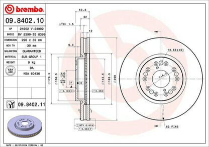 brembo BRAKE DISC トヨタ マークII/クレスタ/チェイサー JZX110 2000/10〜2004/11 フロント左右セット 09.8402.11