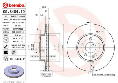 brembo BRAKE DISC MERCEDES BENZ Vクラス W639 639811/636811C 2006/11〜2007/11 フロント左右セット 09.8404.11
