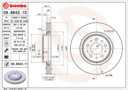 brembo BRAKE DISC VOLVO V70(I) 8B5254W/8B5244W 1997/07〜2000/03 フロント左右セット 09.8642.11
