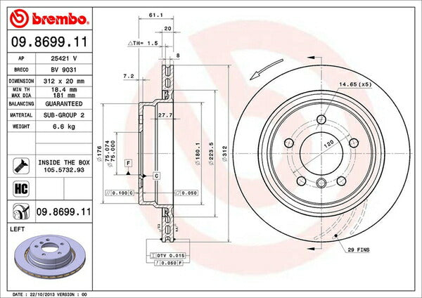brembo BRAKE DISC BMW Z3 E40 CM32/CK32/CL32 1998/10〜 リア左右セット 09.8699.11
