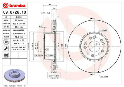 brembo BRAKE DISC MERCEDES BENZ Sクラス W140 140056/140057 1994/08〜1998/10 フロント左右セット 09.8726.10
