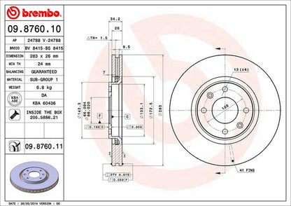 brembo BRAKE DISC PEUGEOT 307 T5NFU 2006/08〜2008/06 フロント左右セット 09.8760.11