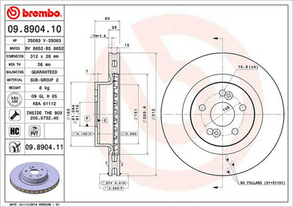 brembo BRAKE DISC RENAULT メガーヌII MF4R2 2004/10〜 フロント左右セット 09.8904.11