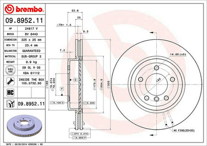 brembo BRAKE DISC BMW 3シリーズ E46(クーペ) AV30 2000/08〜 フロント左右セット 09.8952.11