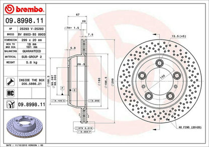 brembo BRAKE DISC PORSCHE ボクスター 98725 2004/12〜2006/08 リア左右セット 09.8998.11