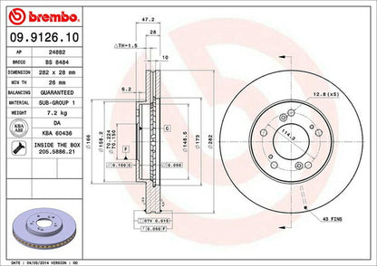 brembo BRAKE DISC ホンダ レジェンド KA7/KA8 1990/10〜1996/02 フロント左右セット 09.9126.10