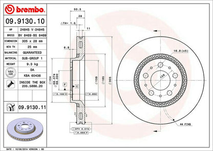 brembo BRAKE DISC VOLVO S60 RB5244T 2004/10〜2011/03 フロント左右セット 09.9130.11