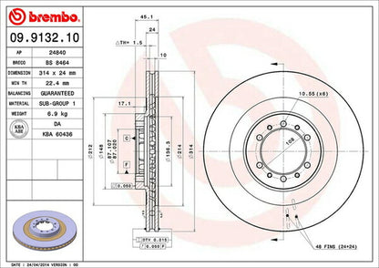 brembo BRAKE DISC ミツビシ パジェロ V23C/V24C 1991/01〜1999/09 フロント左右セット 09.9132.10